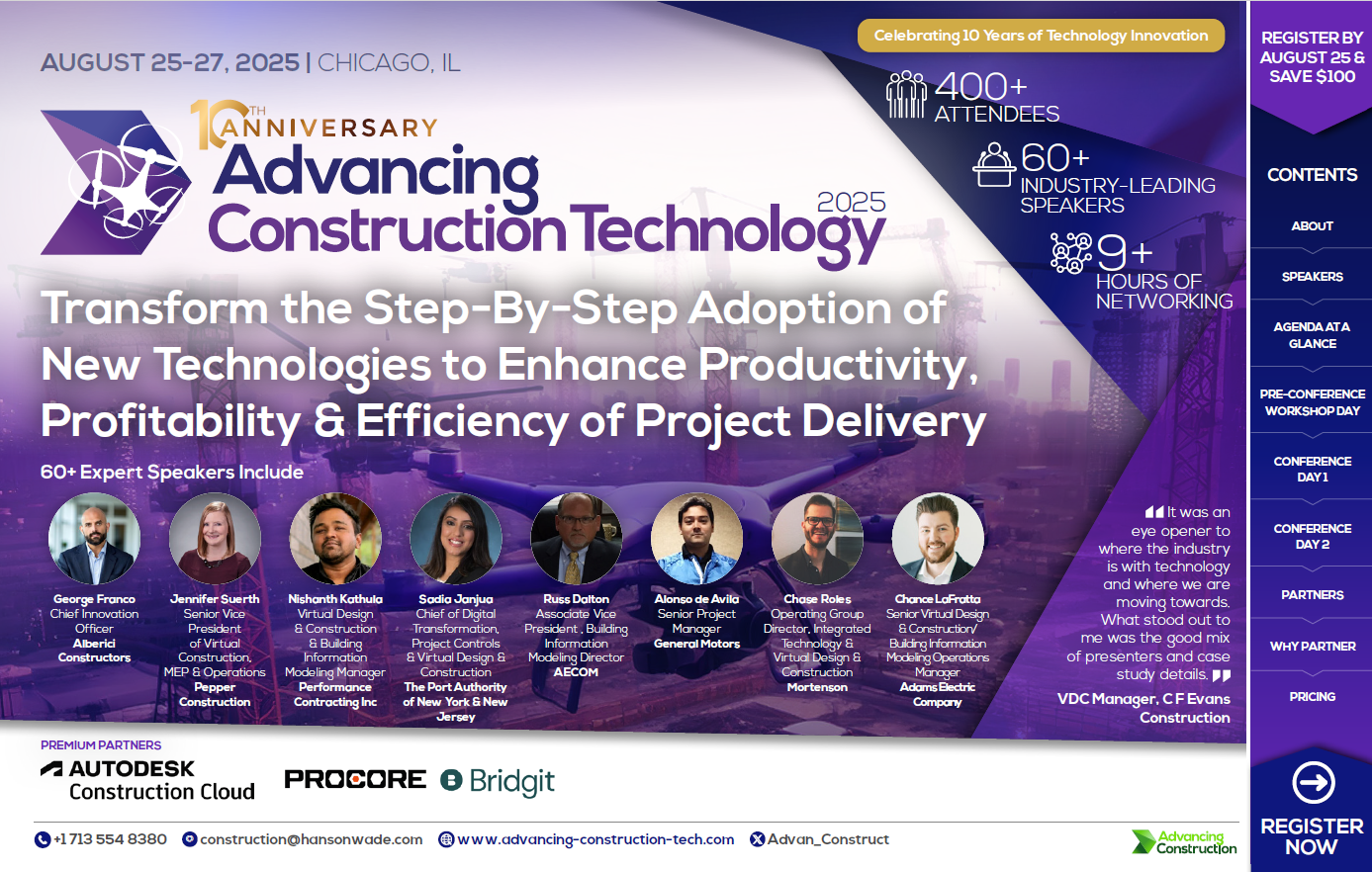 ConTech Brochure Cover Advancing Construction Technology 2025 - Full Event Guide Front Cover